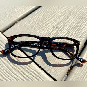 Men rectangular tort frame. New eyeglasses. Glasses w demo lenses. Classic style